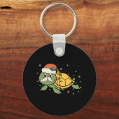 Retro Santa Zee Schildpad Kerstverlichting Oceaan Sleutelhanger (Voorkant)