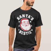Retro Santa's Bestie Modern Black Mannen Kerstmis T-shirt (Voorkant)