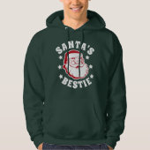 Retro Santa's Bestie Modern Green Mannen Kerstmis Hoodie (Voorkant)