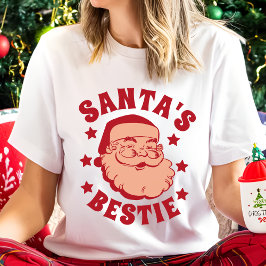Retro Santa's Bestie Modern's Kerstmis T-shirt