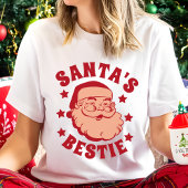 Retro Santa's Bestie Modern's Kerstmis T-shirt