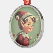 Retro Santa's Elf Vintage Kerstmis Metalen Ornament (Links)