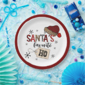 Retro Santa's Favoriete Ho! Christmas Papieren Bordje (Feest)