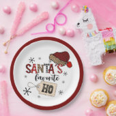 Retro Santa's Favoriete Ho! Christmas Papieren Bordje (Feest)
