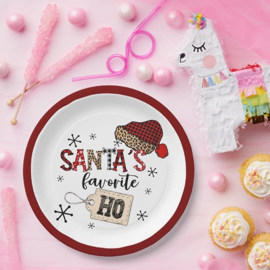 Retro Santa's Favoriete Ho! Christmas Papieren Bordje (Feest)