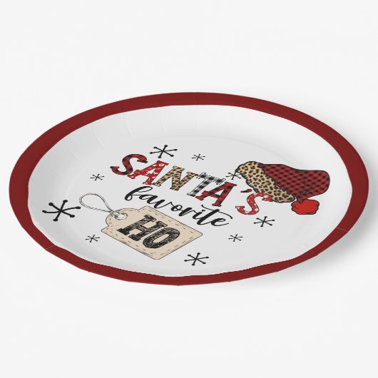 Retro Santa's Favoriete Ho! Christmas Papieren Bordje (Gekanteld)