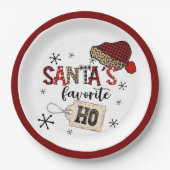 Retro Santa's Favoriete Ho! Christmas Papieren Bordje (Voorkant)