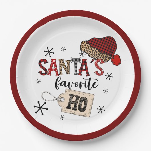 Retro Santa's Favoriete Ho! Christmas Papieren Bordje (Voorkant)