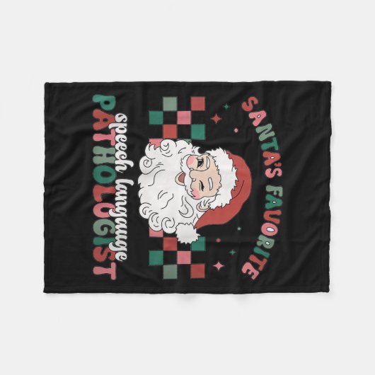 Retro Santa's Favorite Speech Language Christmas S Fleece Deken (Voorkant (Horizontaal))