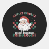 Retro Santa's Favorite Speech Language Christmas S Ronde Sticker (Voorkant)