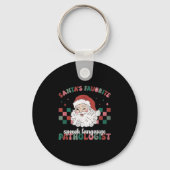 Retro Santa's Favorite Speech Language Christmas S Sleutelhanger (Voorkant)