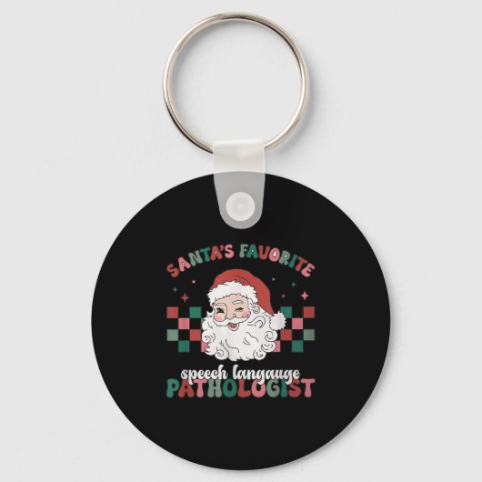 Retro Santa's Favorite Speech Language Christmas S Sleutelhanger (Voorkant)