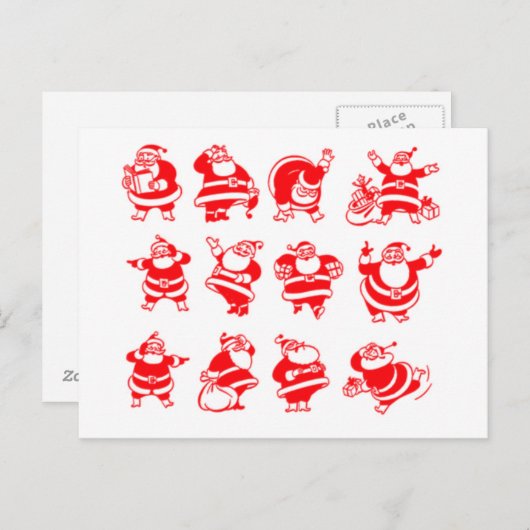 Retro Santas Feestdagenkaart (Voorkant / Achterkant)
