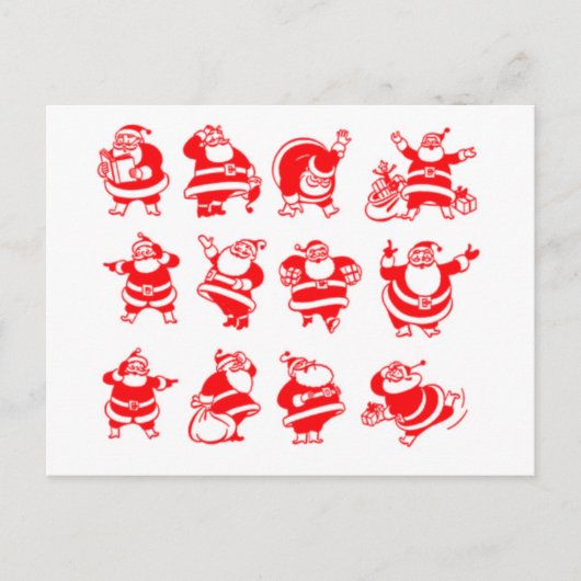 Retro Santas Feestdagenkaart (Voorkant)