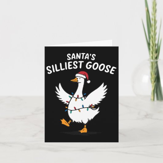 Retro Santa's Silliest Goose Kerst Gekke Gans Kaart (Voorkant)