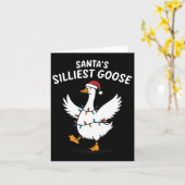 Retro Santa's Silliest Goose Kerst Gekke Gans Kaart (Gele Bloem)