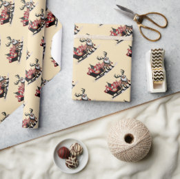 Retro Santa's Sleigh Christmas Wrapping Paper Cadeaupapier