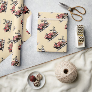 Retro Santa's Sleigh Christmas Wrapping Paper Cadeaupapier