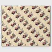 Retro Santa's Sleigh Christmas Wrapping Paper Cadeaupapier (Vlak)
