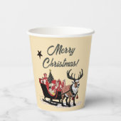 Retro Santa's Sleigh Papieren Bekers (Achterkant)