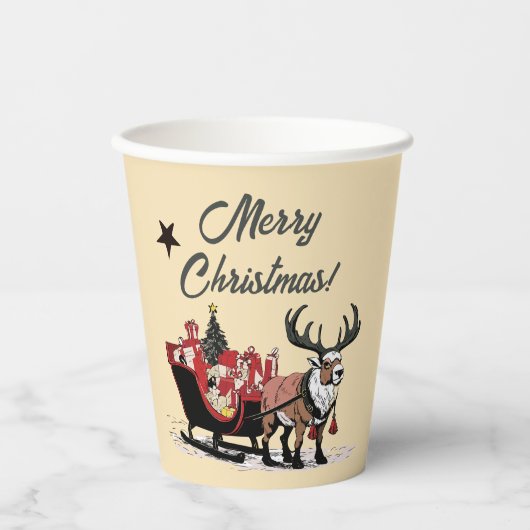 Retro Santa's Sleigh Papieren Bekers (Voorkant)