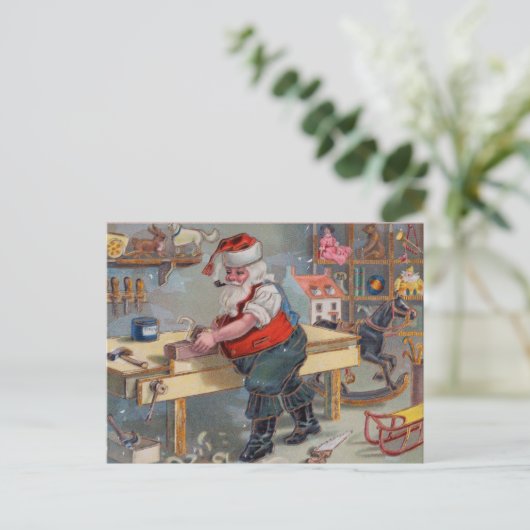 -Retro Santa's Speelgoed Briefkaart (Staand voorkant)