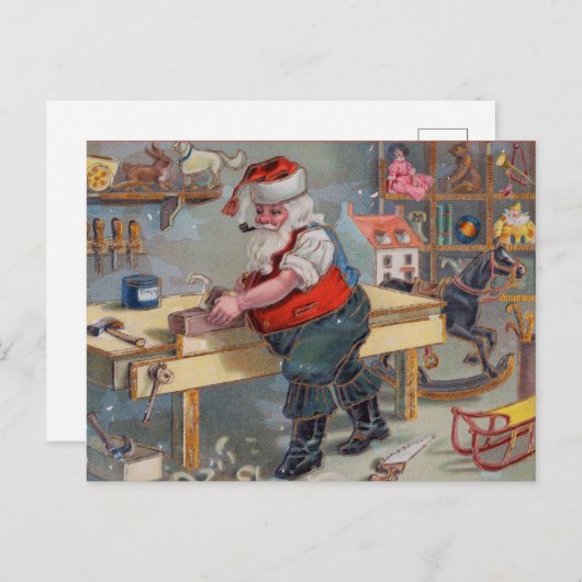 -Retro Santa's Speelgoed Briefkaart (Voorkant / Achterkant)