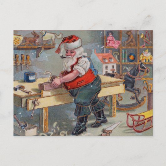 -Retro Santa's Speelgoed Briefkaart (Voorkant)