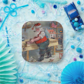 -Retro Santa's Speelgoed Papieren Bordje (Feest)