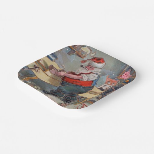-Retro Santa's Speelgoed Papieren Bordje (Gebogen)
