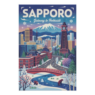 Retro Sapporo Japan Reisposter Vintage Kunst Perfect Poster