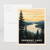 Retro Saranac Lake | New York Travel Briefkaart (Voorkant / Achterkant)