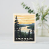 Retro Saranac Lake | New York Travel Briefkaart (Staand voorkant)