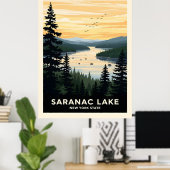 Retro Saranac Lake | New York Travel Poster (Thuiskantoor)