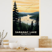 Retro Saranac Lake | New York Travel Poster (Keuken)