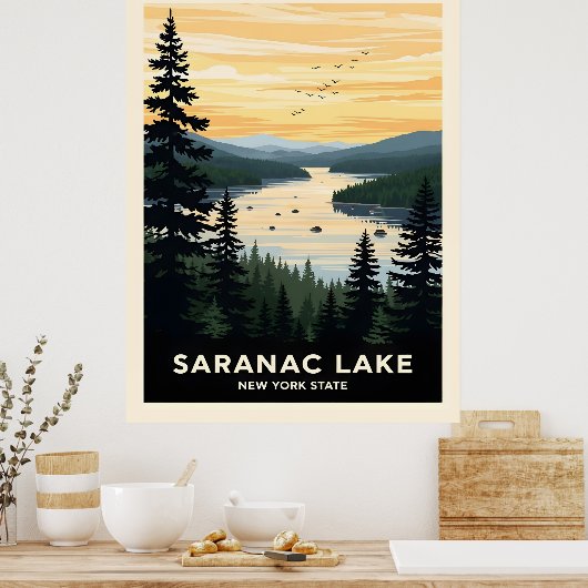 Retro Saranac Lake | New York Travel Poster (Keuken)