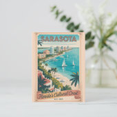 Retro Sarasota Florida Reisposter Briefkaart (Staand voorkant)
