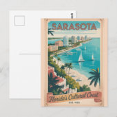 Retro Sarasota Florida Reisposter Briefkaart (Voorkant / Achterkant)