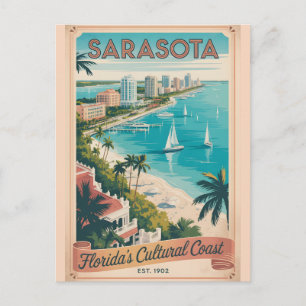 Retro Sarasota Florida Reisposter Briefkaart