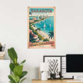 Retro Sarasota Florida Reisposter Poster (Thuiskantoor)