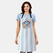 Retro Sardine Familie Aangepaste Naam Kust Schort (Gedragen)