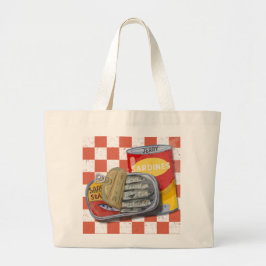 Retro Sardine Lover Grote Tote Bag
