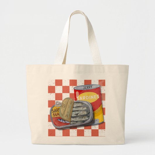 Retro Sardine Lover Grote Tote Bag (Voorkant)