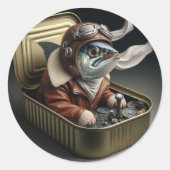 Retro Sardine Pilot Funny Sea Sticker (Voorkant)