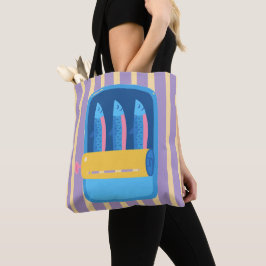 Retro Sardineblik Illustratie Gestreept Tote Bag