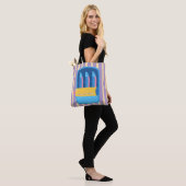 Retro Sardineblik Illustratie Gestreept Tote Bag (Op model)