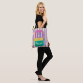 Retro Sardineblik Illustratie Gestreept Tote Bag (Op model)