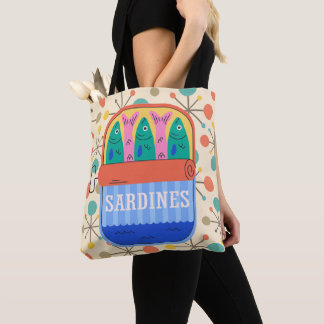 Retro Sardineblik Illustratie Midcentury Stijl Tote Bag