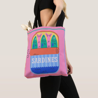 Retro Sardineblik Illustratie Roze  Tote Bag