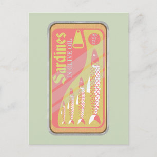 Retro-sardines-Poster Briefkaart